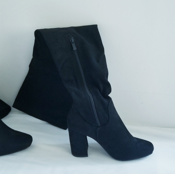 NWT Nature Breeze Elantra Black Suede Over The Knee Boots - Picture 6 of 15